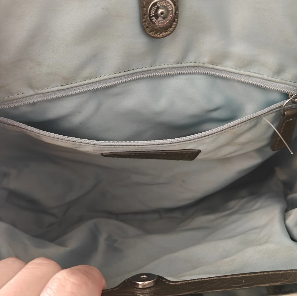 Coach Olive Green Signature Stitch KissLock Satchel Purse Handbag Designer - Picture 5 of 7